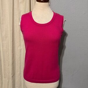 Talbots Womens Cotton Blend Knit Pink Crew Neck Sleeveless Stretchy Top Size M